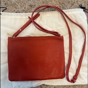 Cuyana Leather Crossbody in Coral